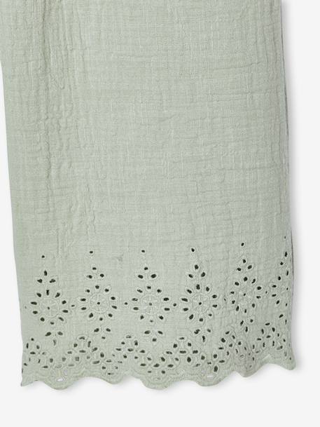 Combinaison fille en gaze de coton avec broderie blush+vert sauge - vertbaudet enfant 