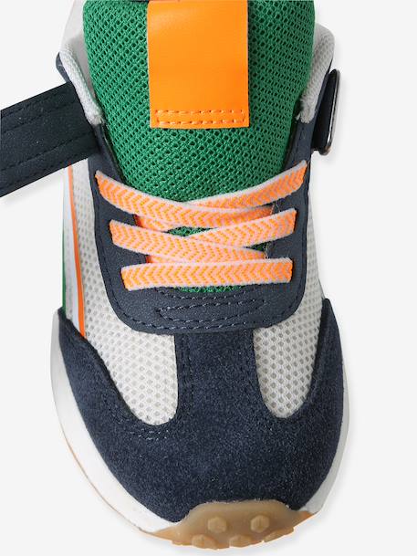 Kindersneakers met veters en klittenband, kleutercollectie blauw, bedrukt+kaki+veel beige+veel blauw - vertbaudet enfant 