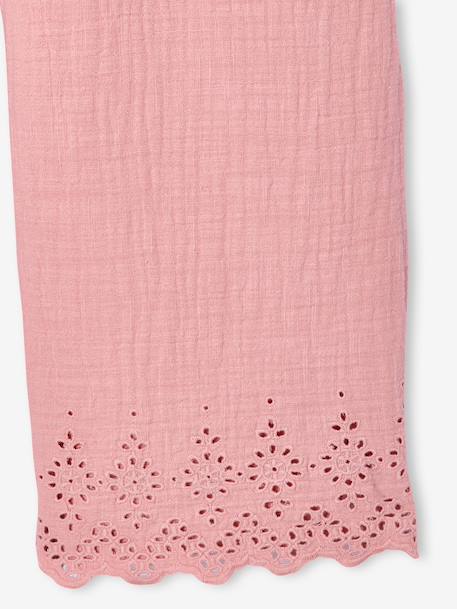 Combinaison fille en gaze de coton avec broderie blush+vert sauge - vertbaudet enfant 