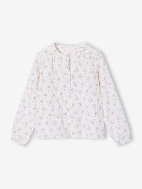 Chemise file gaze de coton imprimée personnalisable blanc imprimé+écru - vertbaudet enfant 