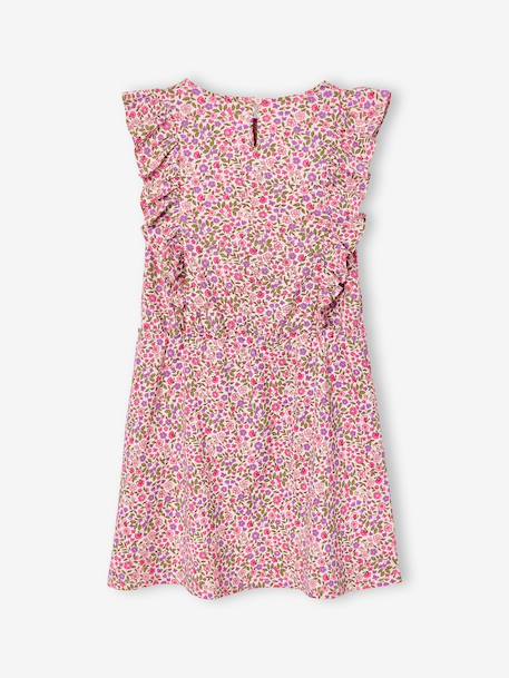 Robe fille imprimée manches volantées blanc imprimé+rose pâle+vert émeraude - vertbaudet enfant 
