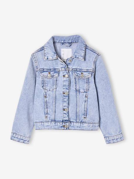 Jeansjas voor meisjes lichtblauw+middenblauw - vertbaudet enfant 