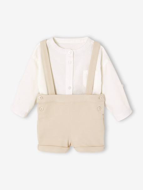 Ensemble bébé chemise et short cérémonie beige+vert sauge - vertbaudet enfant 