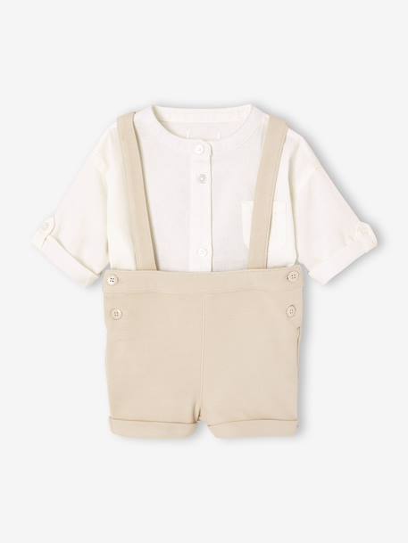 Ensemble bébé chemise et short cérémonie beige+vert sauge - vertbaudet enfant 