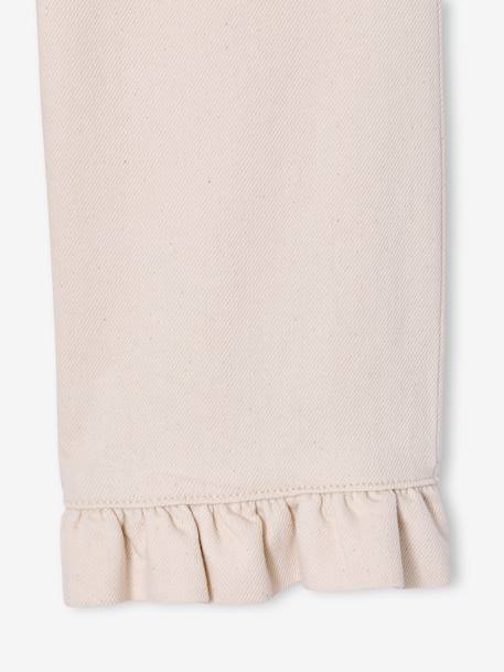 Pantalon fille large à volants écru+lilas - vertbaudet enfant 