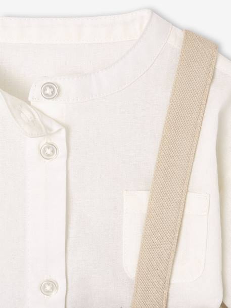 Feestelijke set met overhemd + korte broek voor baby beige+saliegroen - vertbaudet enfant 
