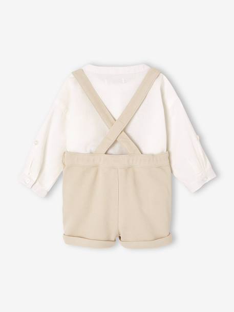 Feestelijke set met overhemd + korte broek voor baby beige+saliegroen - vertbaudet enfant 