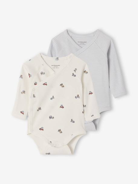 Bébé-Lot 2 bodies bébé manches longues en coton bio