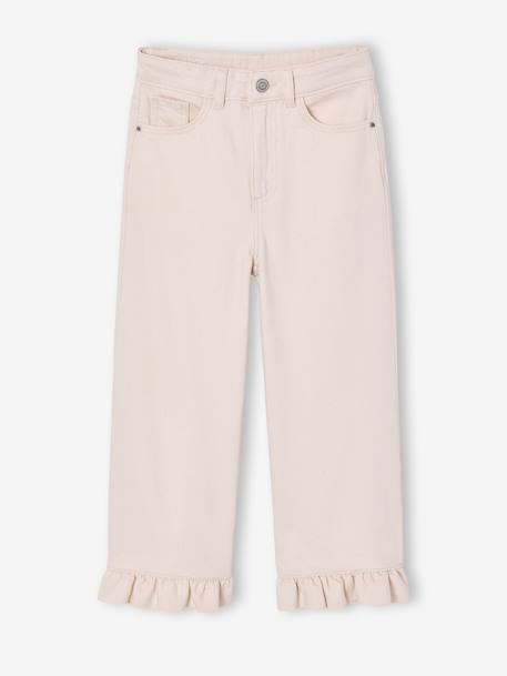 Pantalon fille large à volants écru+lilas - vertbaudet enfant 