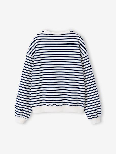 Sweat coupe large marine+marron+vanille - vertbaudet enfant 