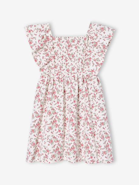 Robe fille manches papillon corail+écru - vertbaudet enfant 