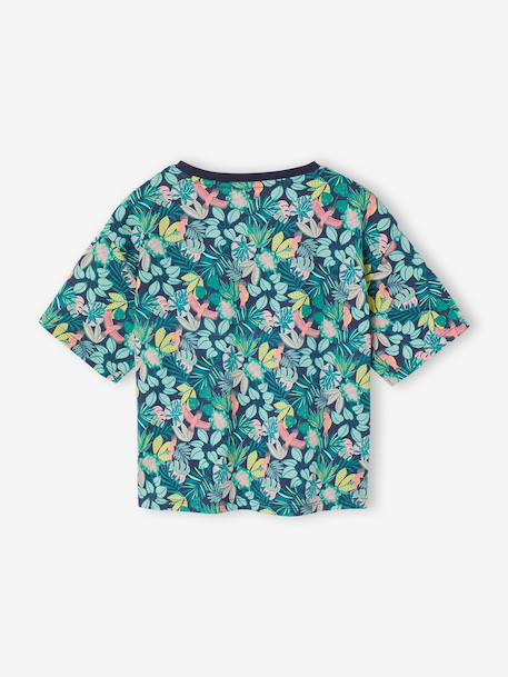 T-shirt manches courtes tropical à nœud marine+rose pâle - vertbaudet enfant 
