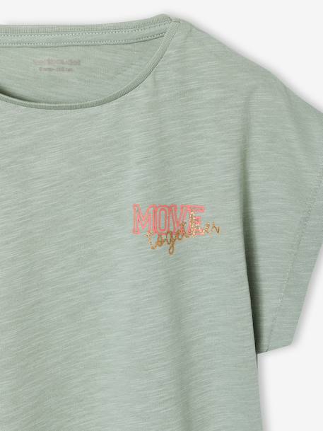 T-shirt fille sport écru+vert sauge - vertbaudet enfant 