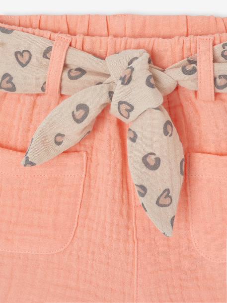 Short bébé fille avec ceinture imprimée corail - vertbaudet enfant 