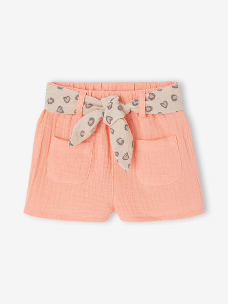 Bébé-Short bébé fille avec ceinture imprimée
