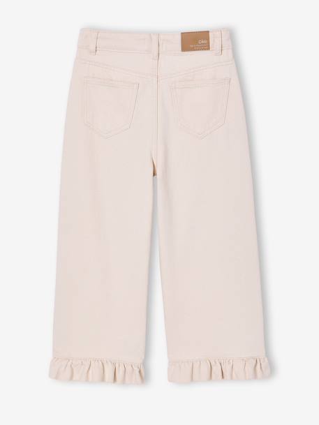 Pantalon fille large à volants écru+lilas - vertbaudet enfant 