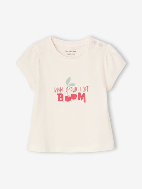 Lot de 3 t-shirts bébé fille manches longues écru+rayé rouge - vertbaudet enfant 