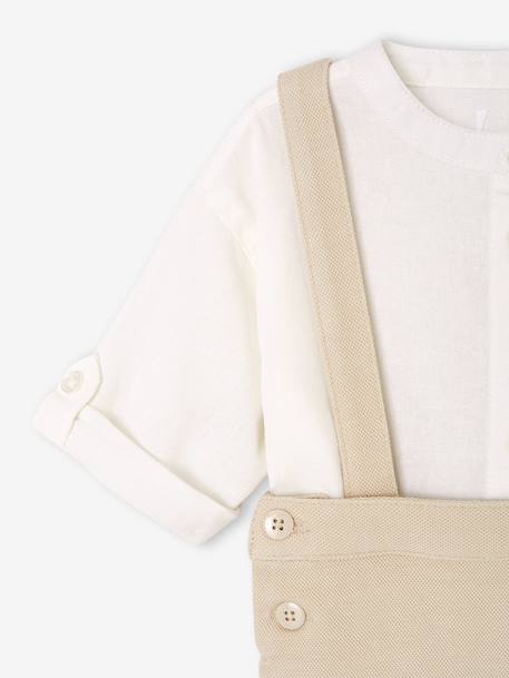 Feestelijke set met overhemd + korte broek voor baby beige+saliegroen - vertbaudet enfant 