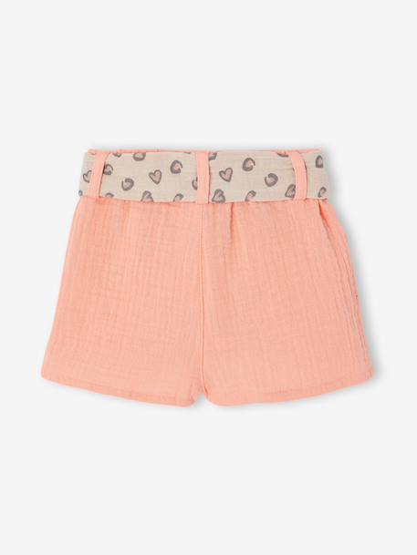 Short bébé fille avec ceinture imprimée corail - vertbaudet enfant 