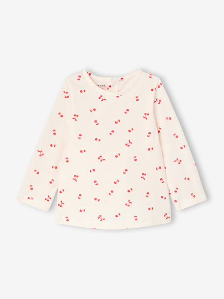 Lot de 3 t-shirts bébé fille manches longues écru+rayé rouge - vertbaudet enfant 