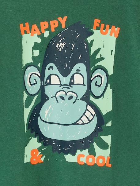 T-shirt garçon manches courtes animaux blanc+écru+vert sapin - vertbaudet enfant 