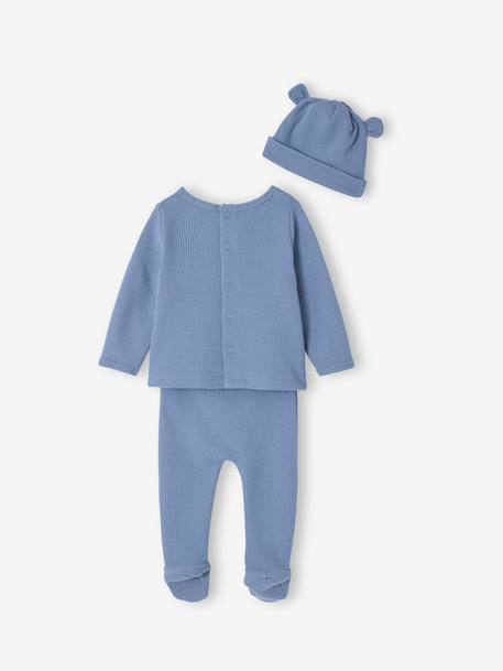 Ensemble naissance 3 pièces tee-shirt personnalisable legging bonnet bleu - vertbaudet enfant 