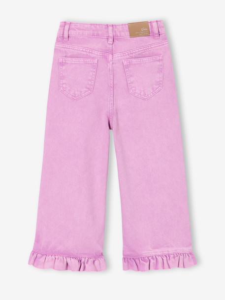Pantalon fille large à volants écru+lilas - vertbaudet enfant 