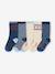 Lot de 5 paires de chaussettes 'Cool Kids' garçon bleu azur+bleu nuit+indigo+vert sauge - vertbaudet enfant 