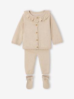 -Coffret ensemble bébé fille tricot 3 pièces