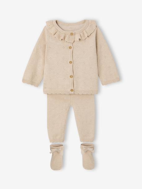 Bébé-Coffret ensemble bébé fille tricot 3 pièces