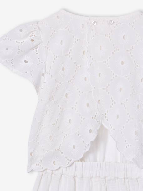 Jumpsuit broek voor meisjes in Engels borduurwerk wit - vertbaudet enfant 