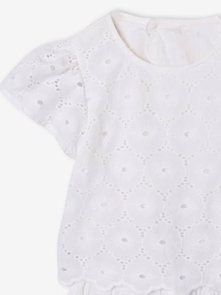 Jumpsuit broek voor meisjes in Engels borduurwerk wit - vertbaudet enfant 