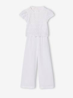 -Combinaison pantalon fille en broderie anglaise