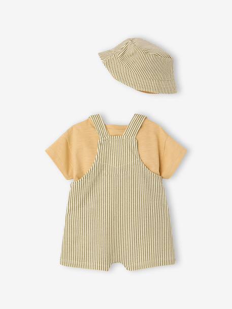 Ensemble bébé garçon salopette et bob cappuccino - vertbaudet enfant 