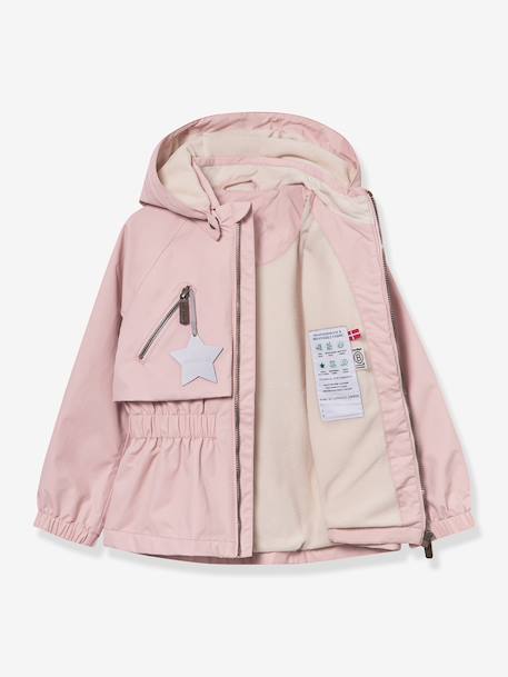 Waterdichte meisjesjas voor het tussenseizoen met fleecevoering MATALGEA MINI A TURE lila (poederkleur)+roze (poederkleur)+rozenhout+saliegroen - vertbaudet enfant 