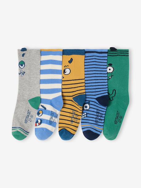 Set van 5 paar sokken voor jongens blauw - vertbaudet enfant 