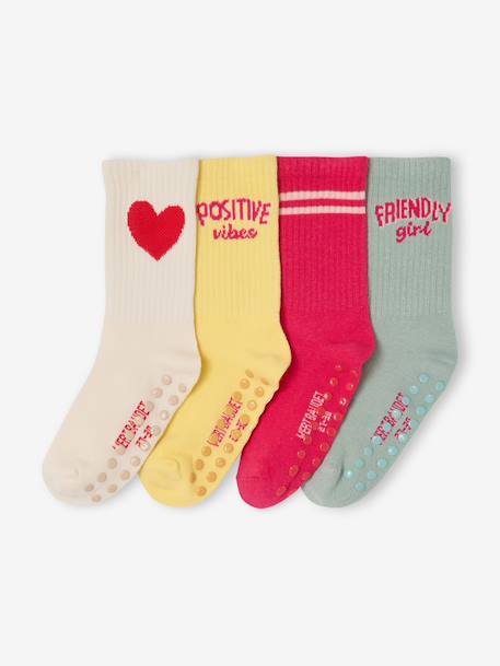 Fille-Lot 4 chaussettes fille antidérapantes 