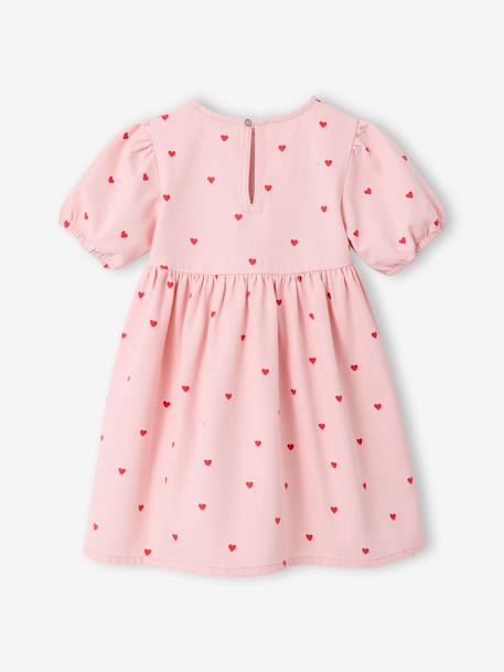 Jurk van lichte spijkerstof ongewassen denim+rozen+stone+vanille - vertbaudet enfant 