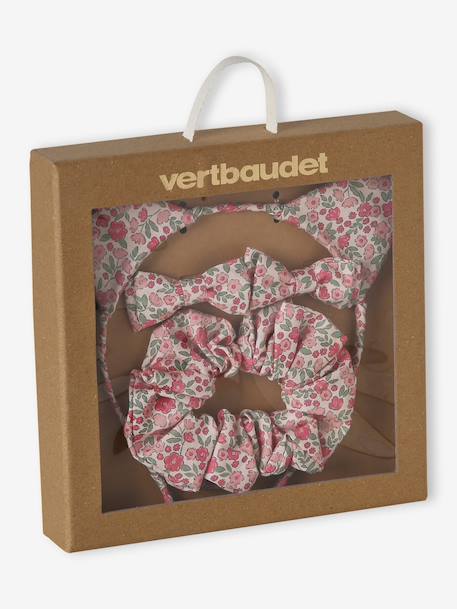 Coffret accessoires fille coton imprimé fleuri rose pâle - vertbaudet enfant 