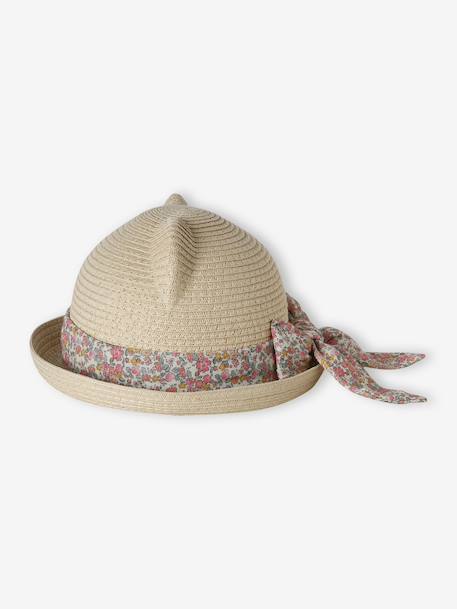 Chapeau paille bébé fille ruban sable - vertbaudet enfant 
