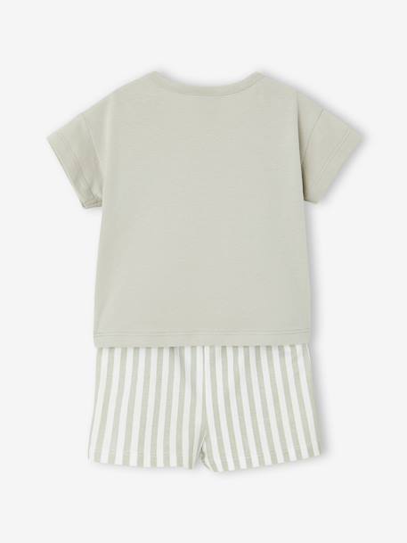 Ensemble Hello Kitty T-shirt et short rayé vert - vertbaudet enfant 