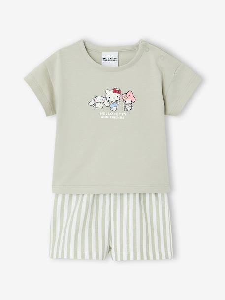 Ensemble Hello Kitty T-shirt et short rayé vert - vertbaudet enfant 