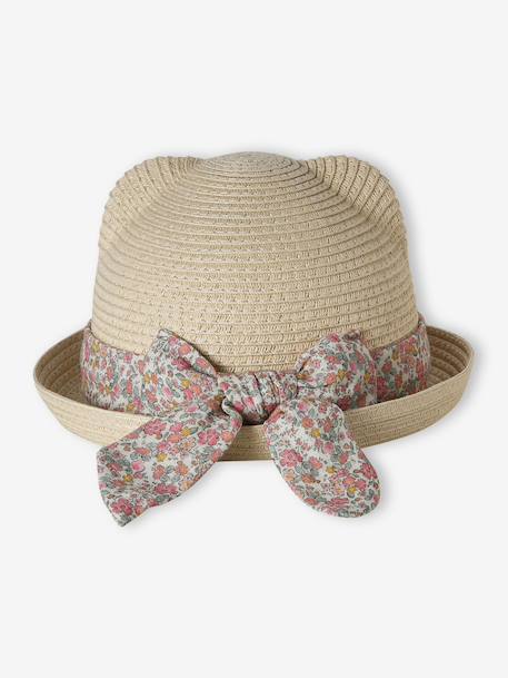 Chapeau paille bébé fille ruban sable - vertbaudet enfant 