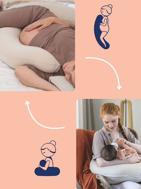 Coussin de maternité Doomoo beige+ETHNIC PETROL+RISOTTO TAUPE+terracotta+vert - vertbaudet enfant 