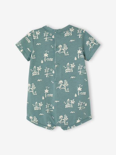 Combinaison courte bébé jersey bleu canard+écru - vertbaudet enfant 