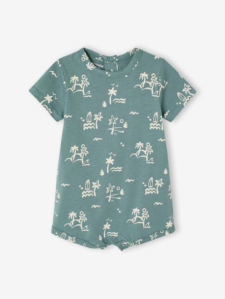 Combinaison courte bébé jersey bleu canard+écru - vertbaudet enfant 