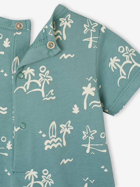 Combinaison courte bébé jersey bleu canard+écru - vertbaudet enfant 
