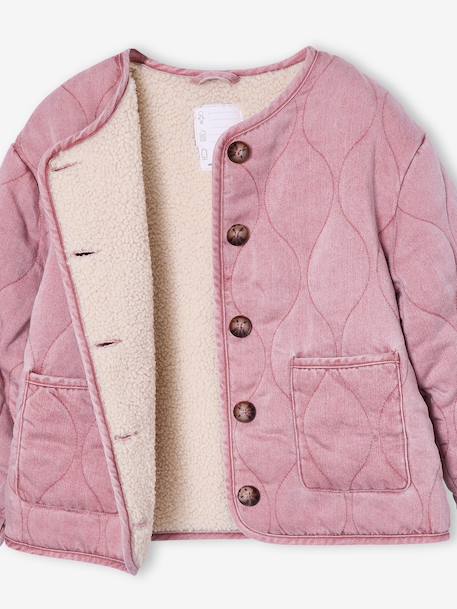 Veste matelassée fille doublée sherpa anthracite+rose - vertbaudet enfant 