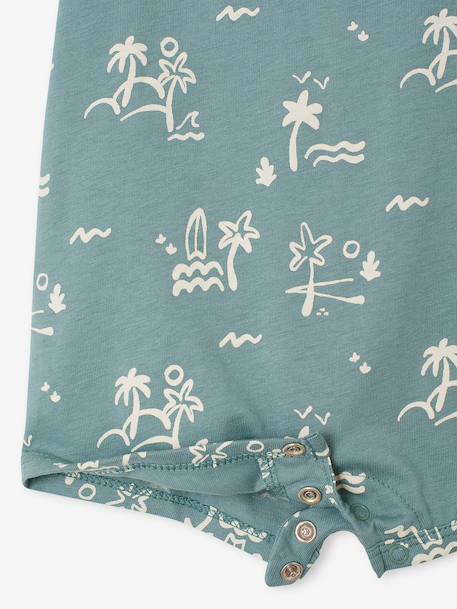 Combinaison courte bébé jersey bleu canard+écru - vertbaudet enfant 