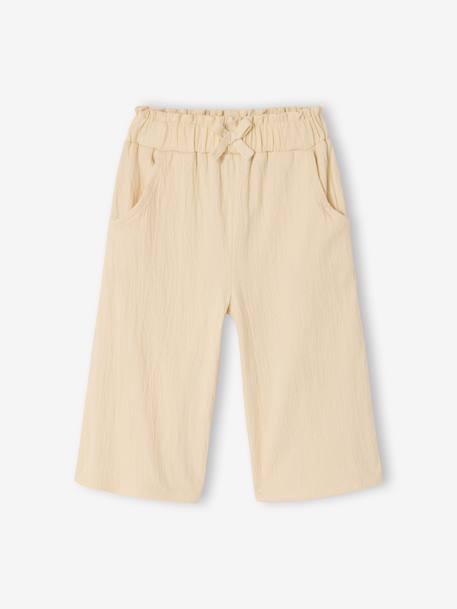 Broek baby meisjes gekreukelde tricot ecru - vertbaudet enfant 